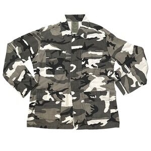 Vintage‎ Woodland Camouflage Combat Coat Jacket Mens Large Regular Military USA